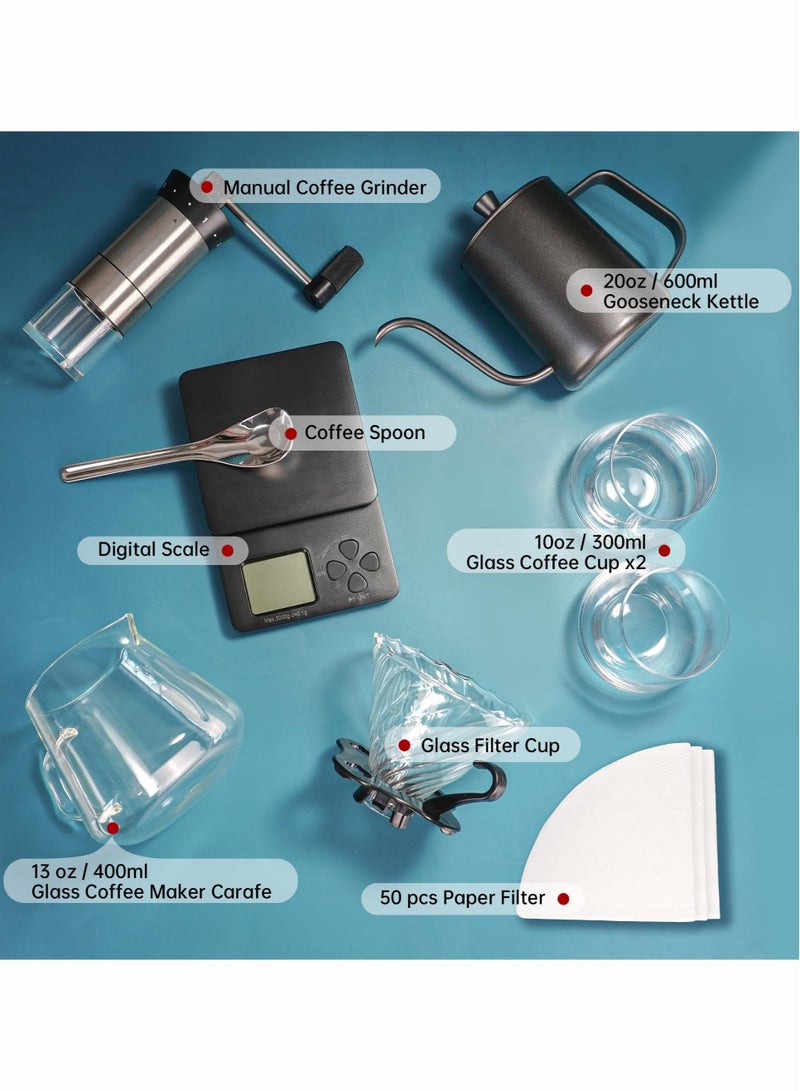 Monda Coffee Pour Over Kit, Coffee Maker Set , Hand Drip Coffee Set, All in One Coffee Grinder Manual Set, Travel Coffee Making Kit, Ideal for Anniversary Birthday Gift - Image 3