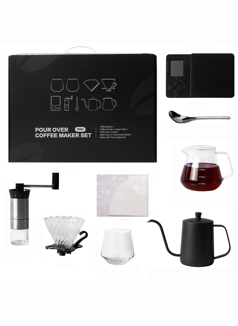 Monda Coffee Pour Over Kit, Coffee Maker Set , Hand Drip Coffee Set, All in One Coffee Grinder Manual Set, Travel Coffee Making Kit, Ideal for Anniversary Birthday Gift - Image 1