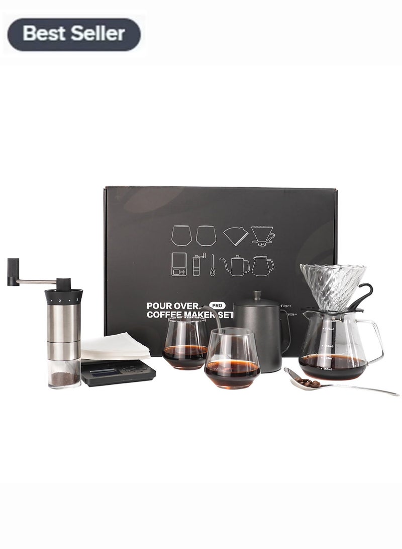 Monda Coffee Pour Over Kit, Coffee Maker Set , Hand Drip Coffee Set, All in One Coffee Grinder Manual Set, Travel Coffee Making Kit, Ideal for Anniversary Birthday Gift - Image 2