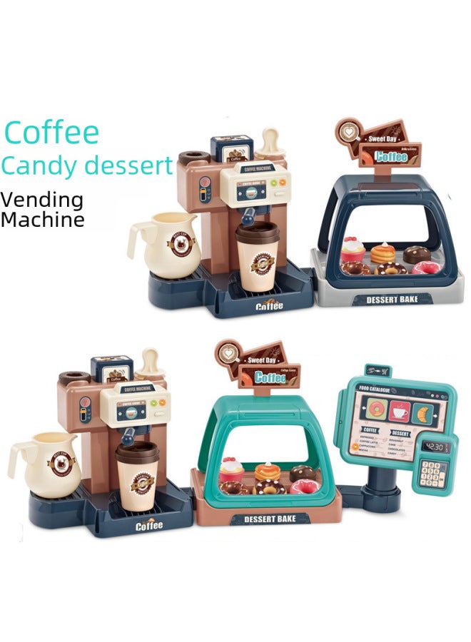 Children's Simulated Coffee Machine Toy Set Light Sound Effects Candy Ice Cream Shopping Cart Play House Combination-Color:Coffee Machine 3 In 1 (dark Blue) 0.85kg  - Image 3