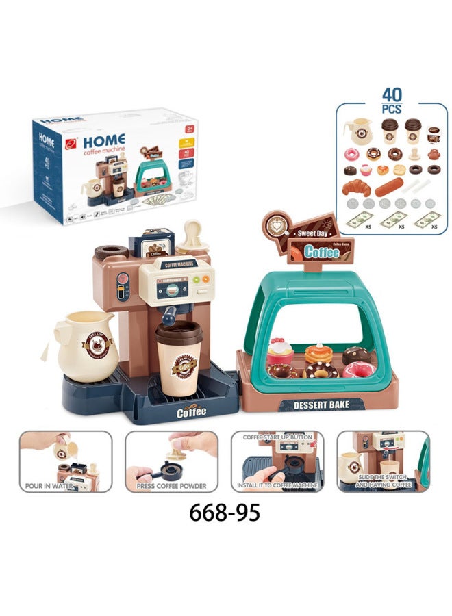 Children's Simulated Coffee Machine Toy Set Light Sound Effects Candy Ice Cream Shopping Cart Play House Combination-Color:Coffee Machine 3 In 1 (dark Blue) 0.85kg  - Image 5