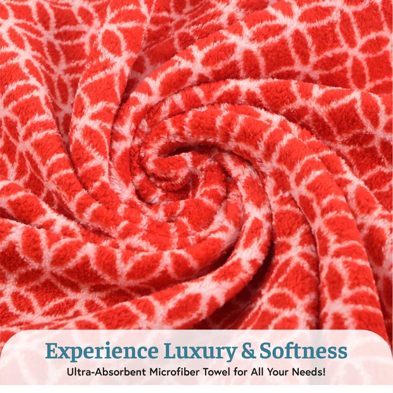 Kuber Industries 19x38 Inch Microfiber Soft Face Towels for Women and Men | 280 GSM Quick Dry & Absorbent Hanging Hand Towels for Wash Basin Bathroom, Kitchen and Home | Circle - Red - Image 5