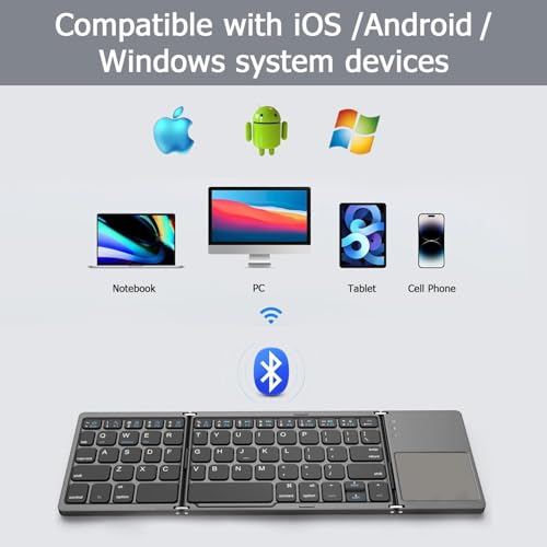 atdaraz B033 Mini Folding Keyboard Bluetooth Foldable Wireless Keypad with Touchpad for Windows,Android,iOS Tablet Ipad Phone - Image 2