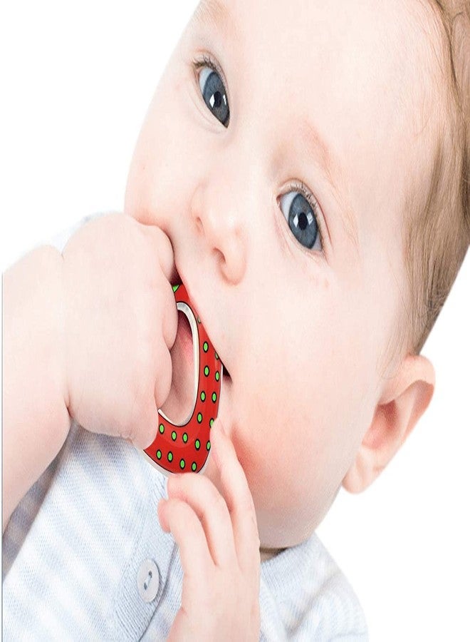 Velocious® Strawberry Fruit Shape Soft Silicone Teether for 3-6 Months with Carry Case, BPA Free Teething Toy for Babies with Textured Surface for Soothing Gums. 100% Food Grade (Strawberry - Red) - Image 2