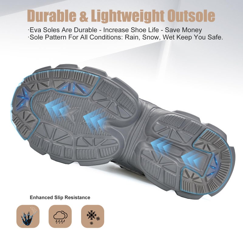 Hogent Steel Toe Shoes for Women Men Wide Non Slip Composite Work Sneakers Indestructible Comfortable Safety Tennis Shoes Lightweight Breathable Construction Sneakers Puncture Proof Ergonomic Design - Image 5