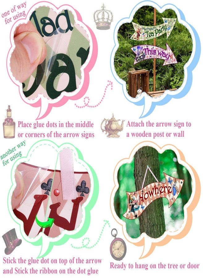 Htabiol Alice in Wonderland Arrow Signs, 24Pcs Alice in Wonderland Party Decorations, Alice in Wonderland Tea Party Signs, Fit for Mad Hatters Tea Party Decor, Alice in Onederland Birthday Decor - Image 5