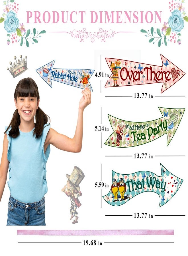 Htabiol Alice in Wonderland Arrow Signs, 24Pcs Alice in Wonderland Party Decorations, Alice in Wonderland Tea Party Signs, Fit for Mad Hatters Tea Party Decor, Alice in Onederland Birthday Decor - Image 4