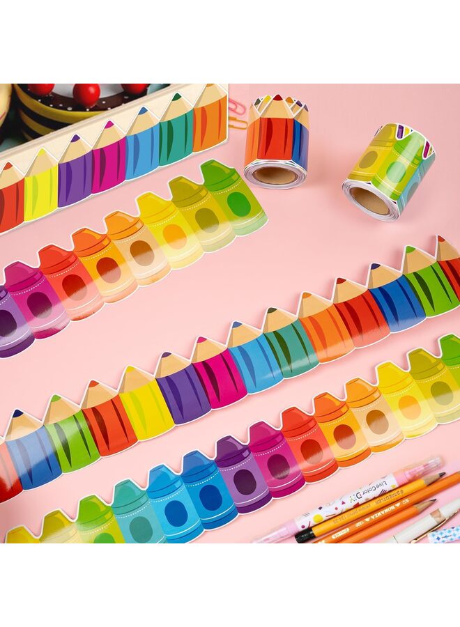 Colorful Bulletin Board Borders, Rainbow Board Border, Trim Paper Colorful Board, Decor for Preschool, Daycare, Kindergarten, Classroom, Chalkboard, Office - Image 3