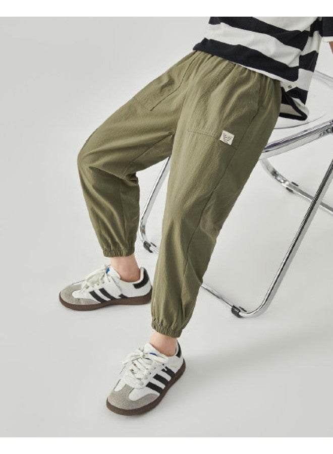 Smooth And Cool】boys' Casual Pants, Lightweight And Breathable Summer Joggers With Elastic Cuffs, Soft And Stretch Mosquito-repellent Pants For Kids - Image 1
