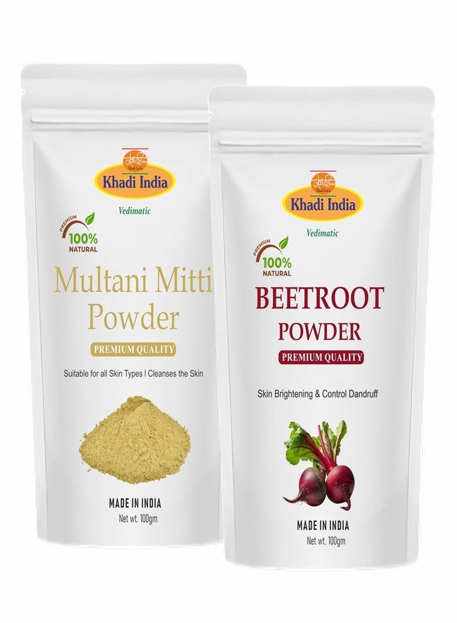 Vedimatic Khadi 100% Natural Pure Beetroot Facepack With Multani Mitti Powder|For Skin Brightening,Healthy Pinkish Skin, Moisturizing, Hydrating, Skin Deep Hydration, Refreshing (200gm) - Image 1