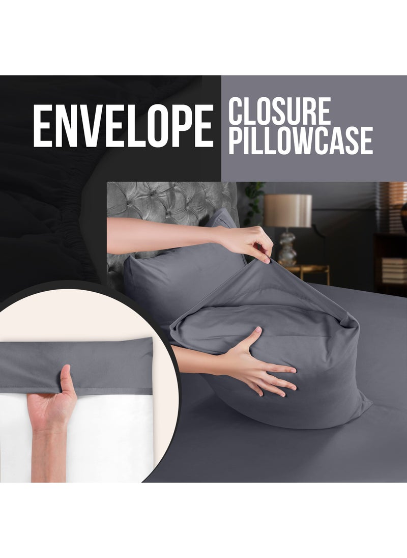Utopia Bedding Utopia Bedding King Pillow Cases - 2 Pack - Envelope Closure - Soft Brushed Microfiber Fabric - Shrinkage and Fade Resistant Pillow Covers 20 X 40 Inches (King  Grey)  - Image 3