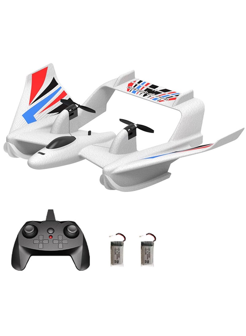 RC Plane, Remote Control Airplane, 3 in 1 Water Land Air RC Airplane, 2.4GHz 2CH RC Aircraft, RC Glider with Gyroscope and Stunt Flying, RC Plane Toy Gift for Kids  Adults, for Beginners, 2 Batteries  - Image 1