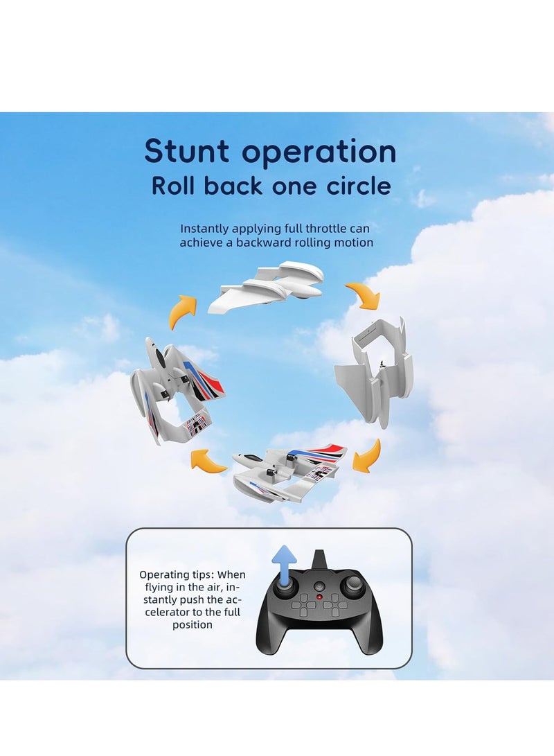 RC Plane, Remote Control Airplane, 3 in 1 Water Land Air RC Airplane, 2.4GHz 2CH RC Aircraft, RC Glider with Gyroscope and Stunt Flying, RC Plane Toy Gift for Kids  Adults, for Beginners, 2 Batteries  - Image 3