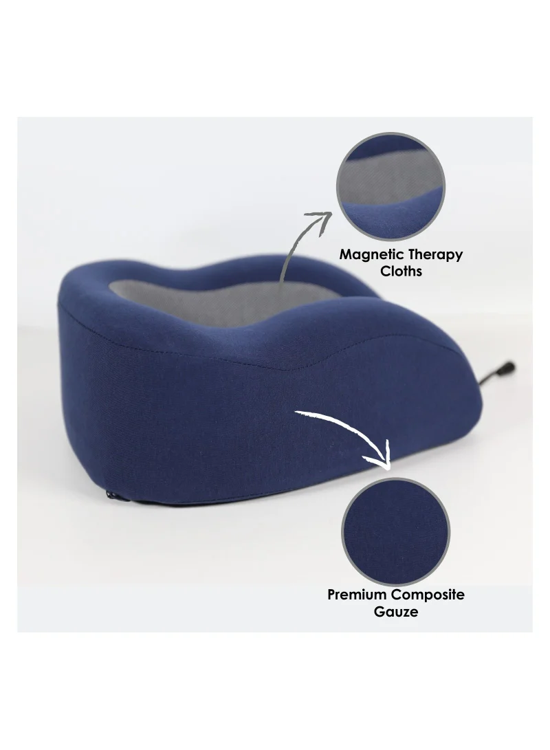 Donetella Travel Pillow: 1-Piece Memory Foam Neck Pillow, Light Weight, Comfortable Suitable For Airplane Travel and Gifting With Ear Plugs, Eye Mask, And Luxury Mesh Bag Blue/Grey