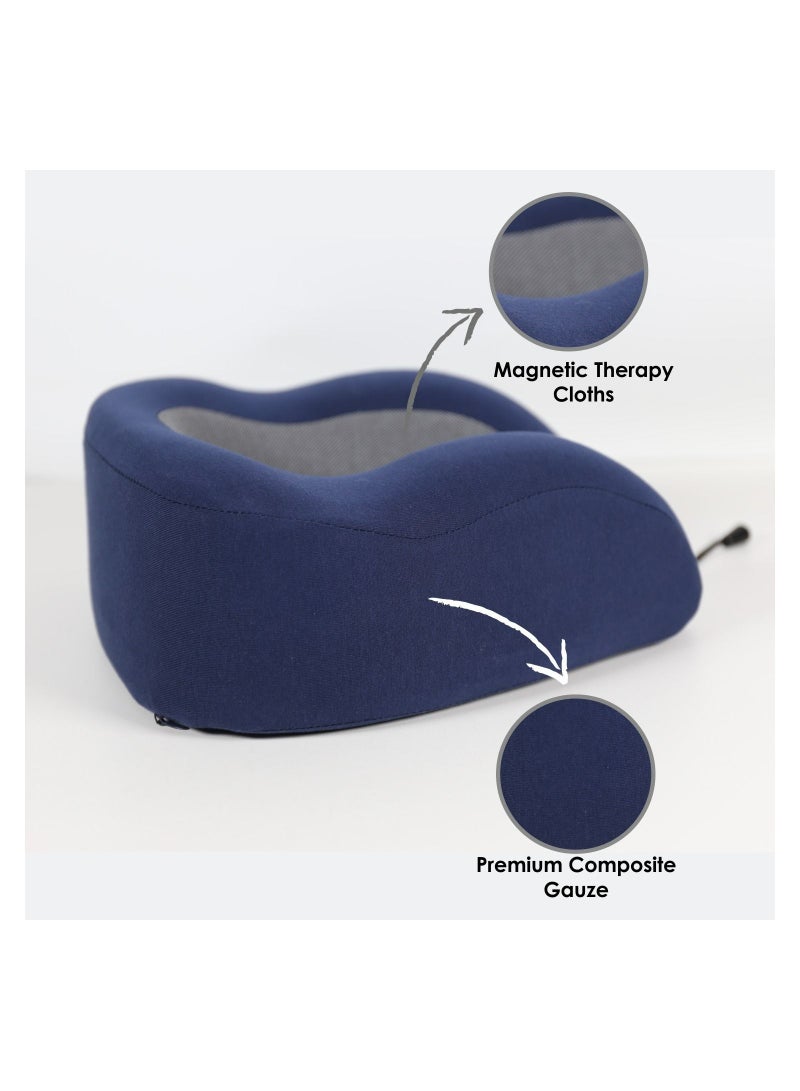 Donetella Travel Pillow: 1-Piece Memory Foam Neck Pillow, Light Weight, Comfortable Suitable For Airplane Travel and Gifting With Ear Plugs, Eye Mask, And Luxury Mesh Bag Blue/Grey  - Image 3