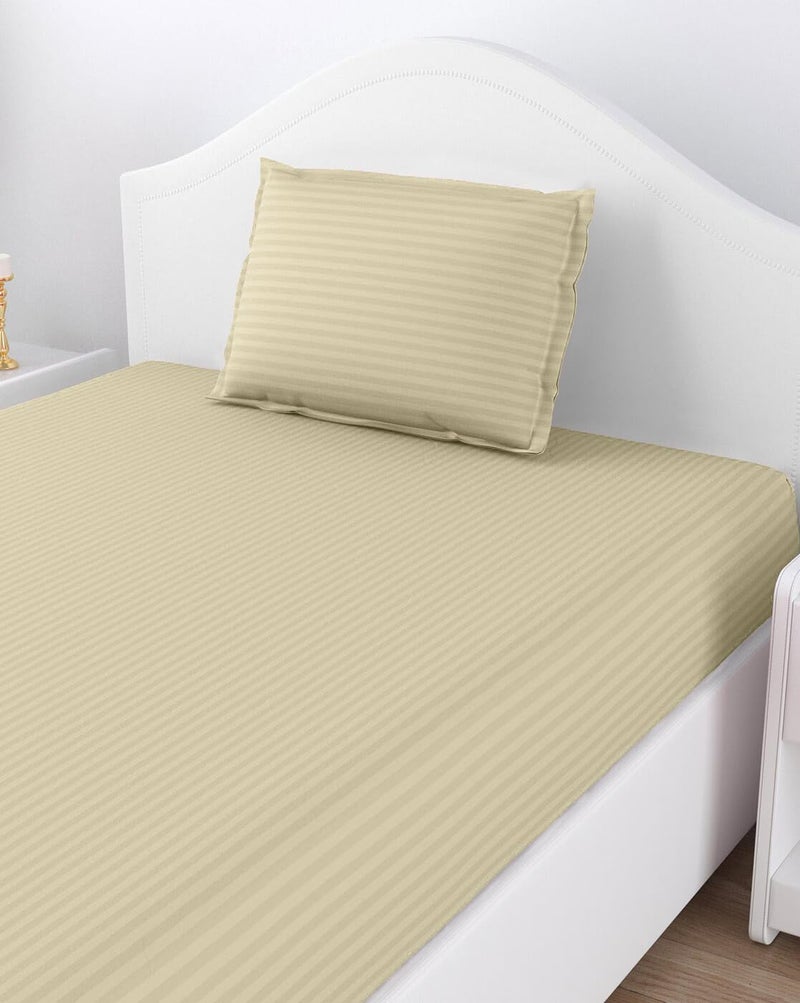 REDROME شراشف سرير مفرد من قطن المايكروفايبر الناعم مع خطوط ساتان، 60X90 (بوصة)، شراشف فندقية ناعمة وسلسة مع غطاء وسادة - جمل - Image 3