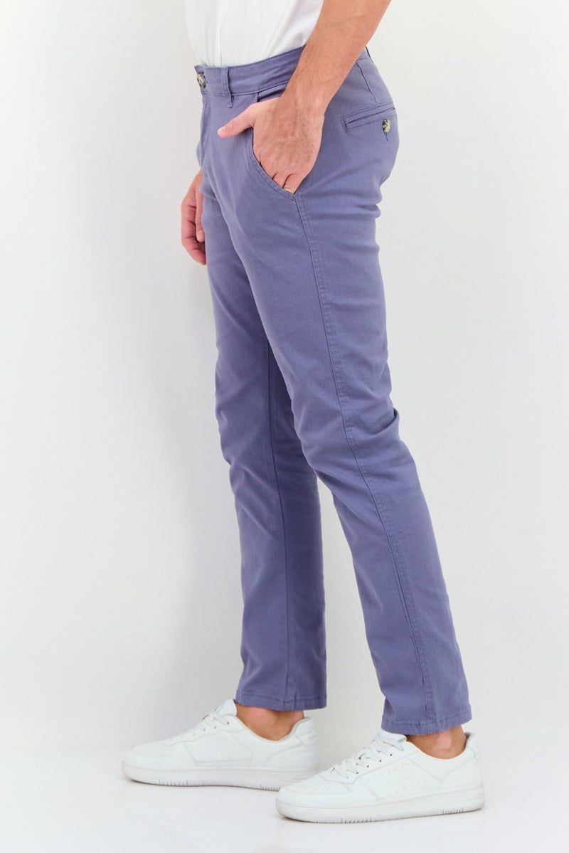 CROSSHATCH Men Slim Fit Plain Chino Pants, Pale Blue - Image 2