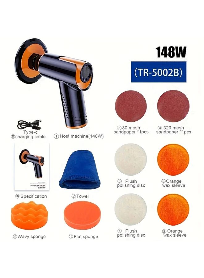 TR 5002B 148W آلة تلميع سيارة محمولة لاسلكية قابلة للتعديل لإزالة الشمع أداة طحن متعددة الوظائف - Image 1