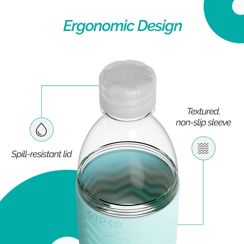 Copco Hydra 16.9 oz Water Bottle with Leak-Proof Lid - Tritan Reusable with Textured Grip Sleeve - BPA-Free  Shatter-Resistant  Dishwasher Safe for Travel  Gym  Work  Outdoors (Robins Egg Blue) - Image 5