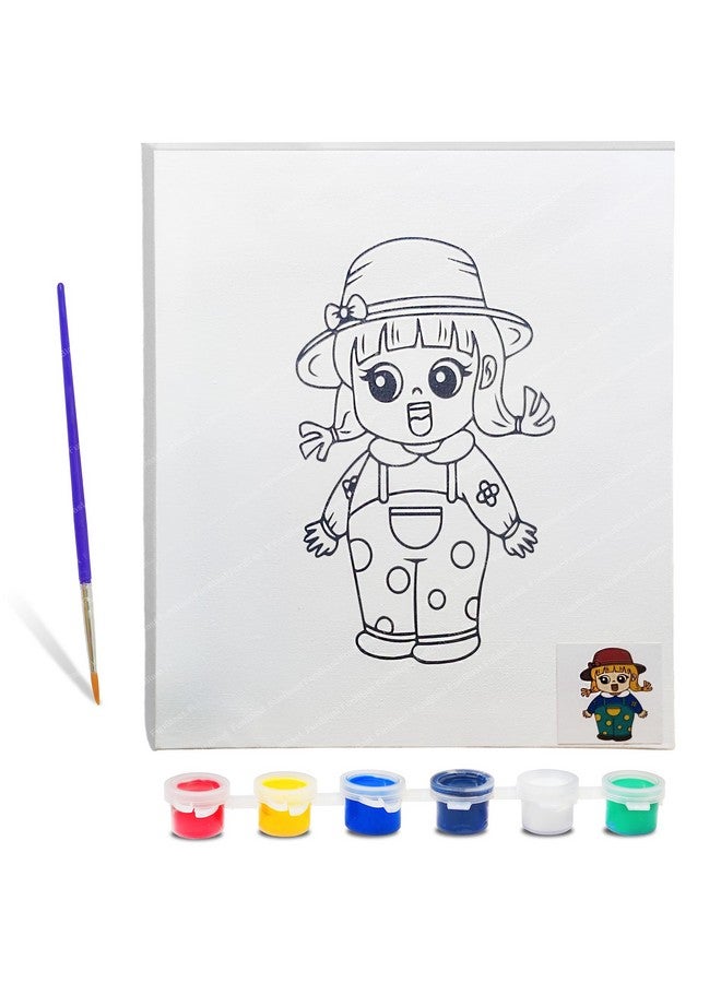 FunBlast Pre-Printed Canvas Painting Kit- DIY Painting Brush for Kids Learning Painting Drawing Art and Craft for Kids, Birthday Gift for Kids, Girls, Boys -30 X 25 X 1.5 CM - Image 1