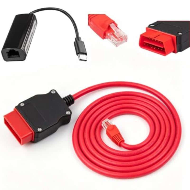 Enet Obd2 Cable for Bmw, Ethernet to Obdii Cable for F G-Series Coding Diagnostics with USB Cadapter, Enet Cable Interface Cable for Bmw Software E-Sys Ista+ - Image 1