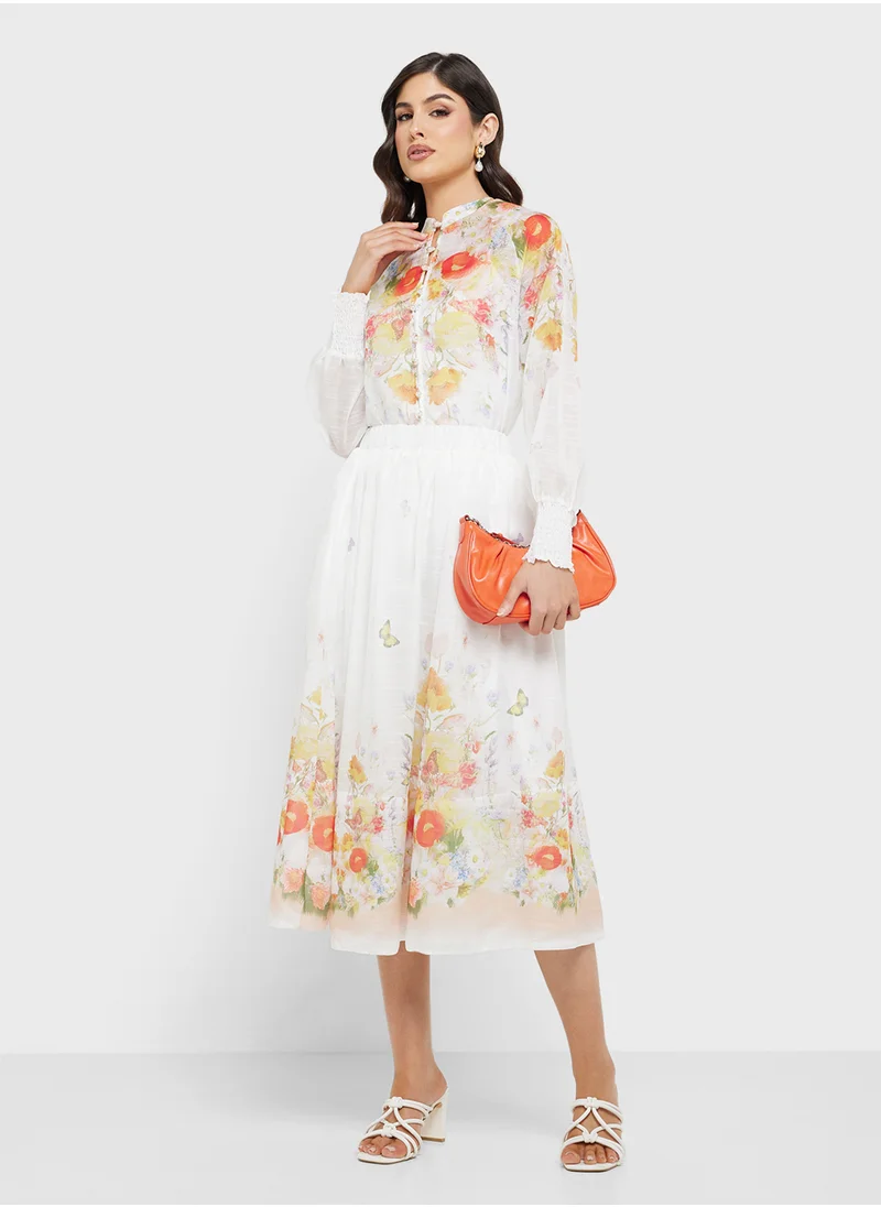 Khizana Floral Print Top & Skirt Set