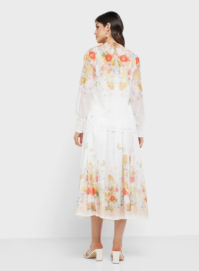 Khizana Floral Print Top & Skirt Set  - Image 2