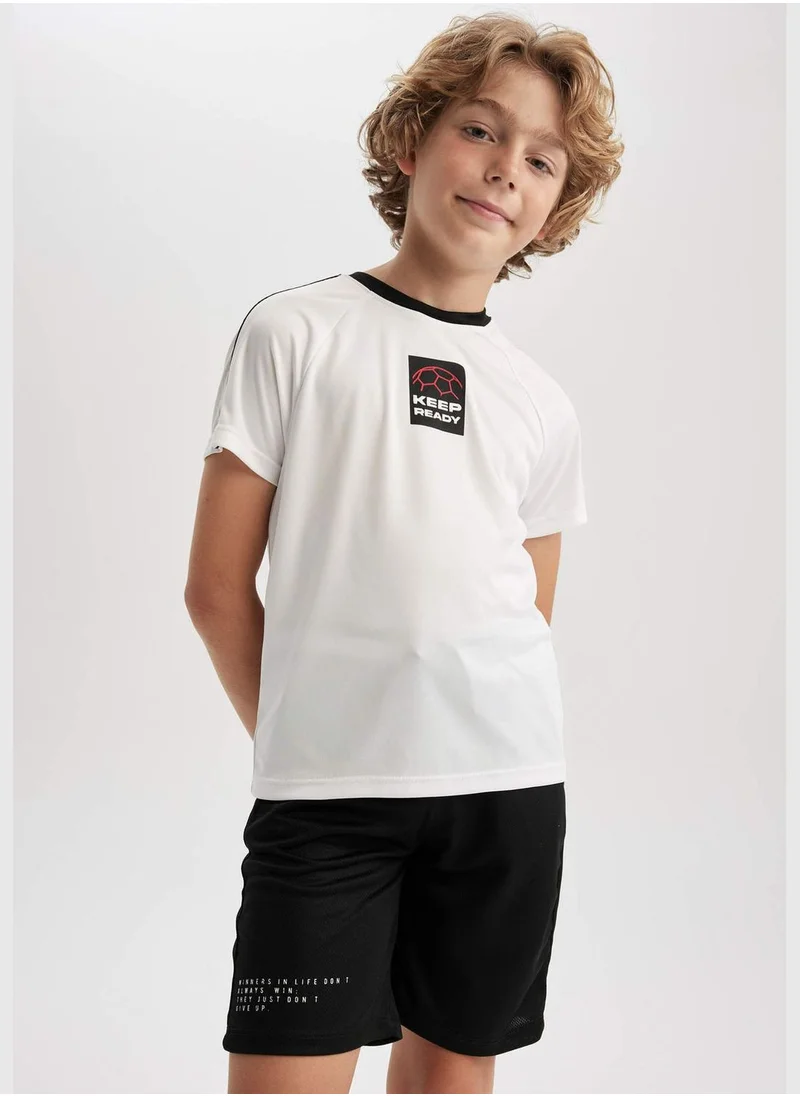 ديفاكتو Boy Oversize Fit Crew Neck Short Sleeve Knitted Short Sleeve T-Shirt