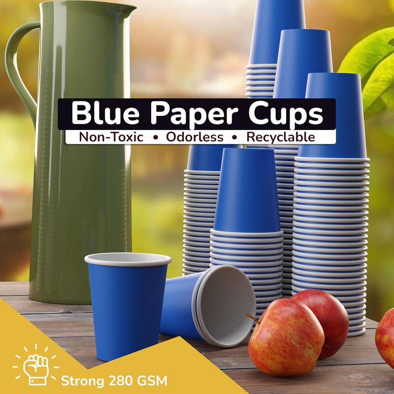 Party Solids Dark Blue Paper Cups 12 oz Durable Disposable Cups 100 Paper Tumblers for Hot Drinks and Cold Drinks Thick 280 GSM Hot Cup for Tea & Coffee Cup To Go Fun Colors for Parties & Events - Image 5