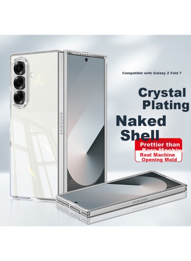 Stryfer حافظة هاتف Stryfer Samsung Z Fold7 واقي شاشة Galaxy Z Fold7 القابل للطي فليب فائق النحافة مضاد للسقوط طلاء كريستالي شفاف صلب للرجال والنساء - شفاف كريستالي جليدي - Image 1