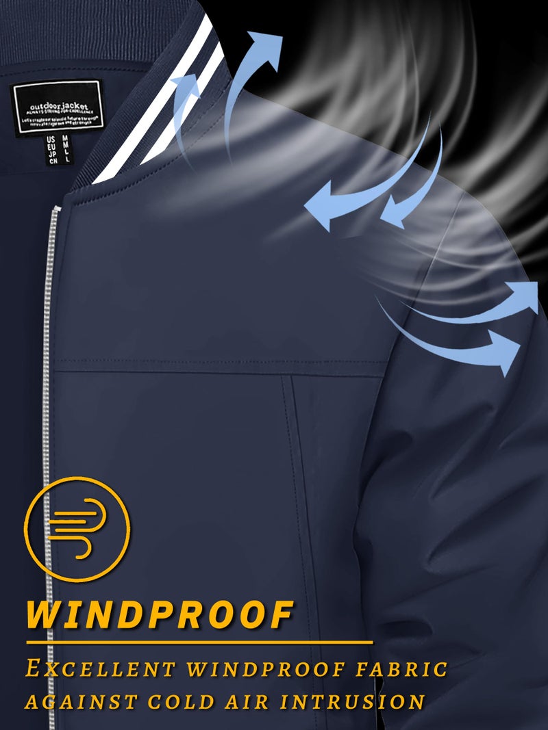 Tacvasen جاكيتات تاقفاسن للرجال جاكيت بومبر كاجوال للرجال أنيق خفيف الوزن جاكيتات واقية من الرياح للرجال خفيفة الوزن بسحاب كامل - Image 3