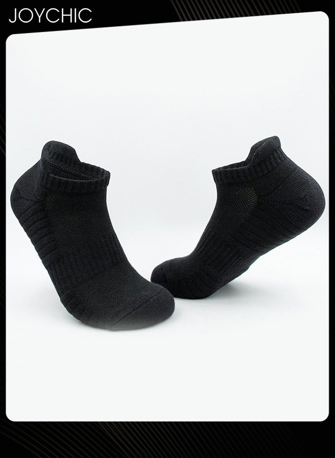Joychic 3 أزواج من الجوارب الرياضية القطنية ذات اللون الصلب ماصة للرطوبة وقابلة للتنفس للرجال مع نعل سميك مبطن وجوارب قصيرة للركض وكرة السلة واللياقة البدنية وركوب الدراجات - Image 2
