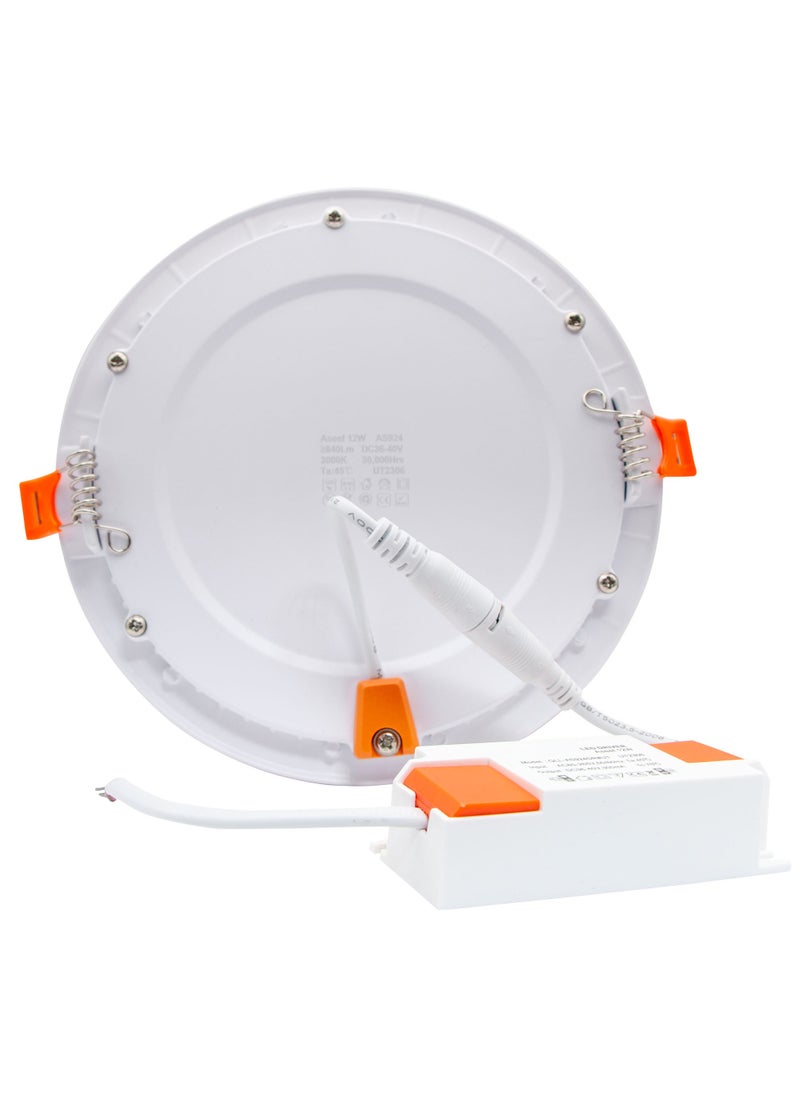 Duravel Duravel 12W LED Recessed Ceiling Light Panel, 17cm Round, White, Ultra Slim  - Image 2