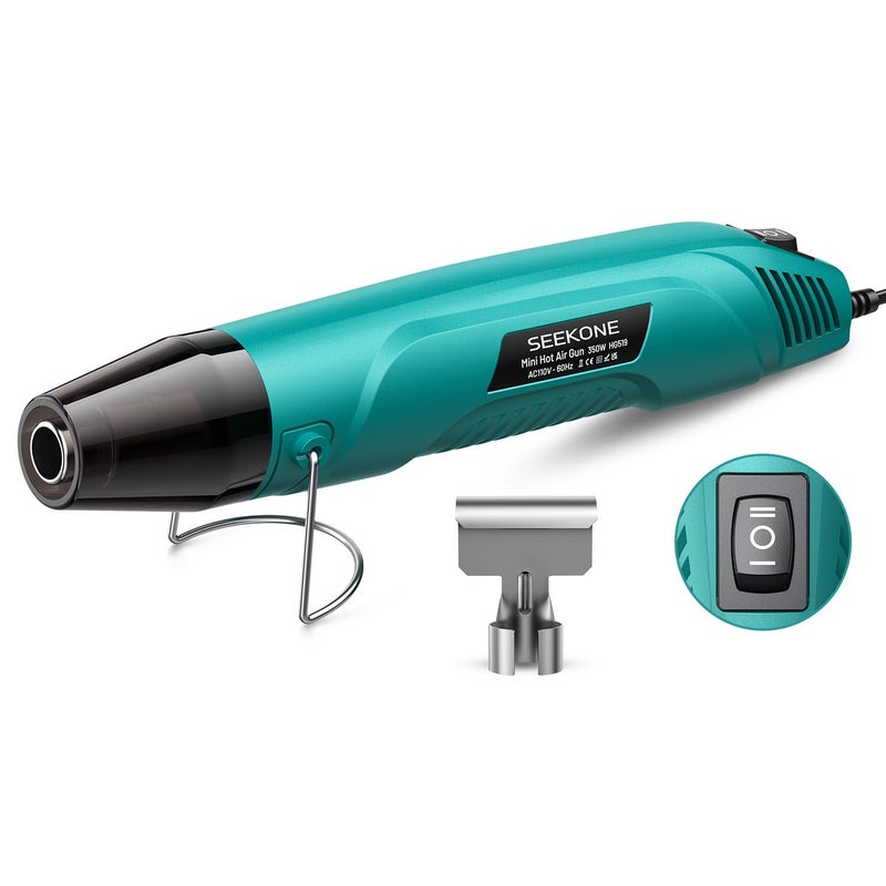 SEEKONE 350W Mini Heat Gun, Dual-Temp Model 500â„‰ & 842â„‰ï¼ˆ260â„ƒ & 450â„ƒï¼‰Fast Heat Hot Air Gun with Overheat Protection and Reflector Nozzle for Heat Shrinking Tubes, Shaping, PVC Tubingï¼ˆ4.9FTï¼‰ - Image 1