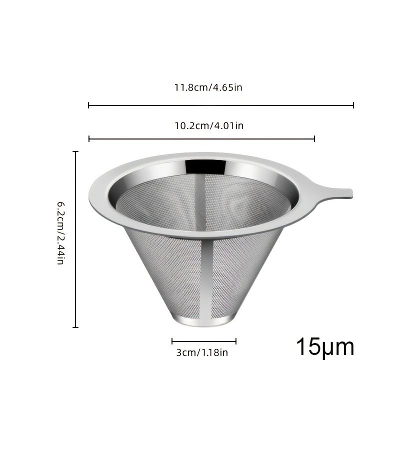 1pc Stainless Steel Coffee Dripper 50 Micron Double Mesh Manual Reusable Cone Filter Slow Drip Funnel Infuser Tea Strainer Bar Accessory - Image 5
