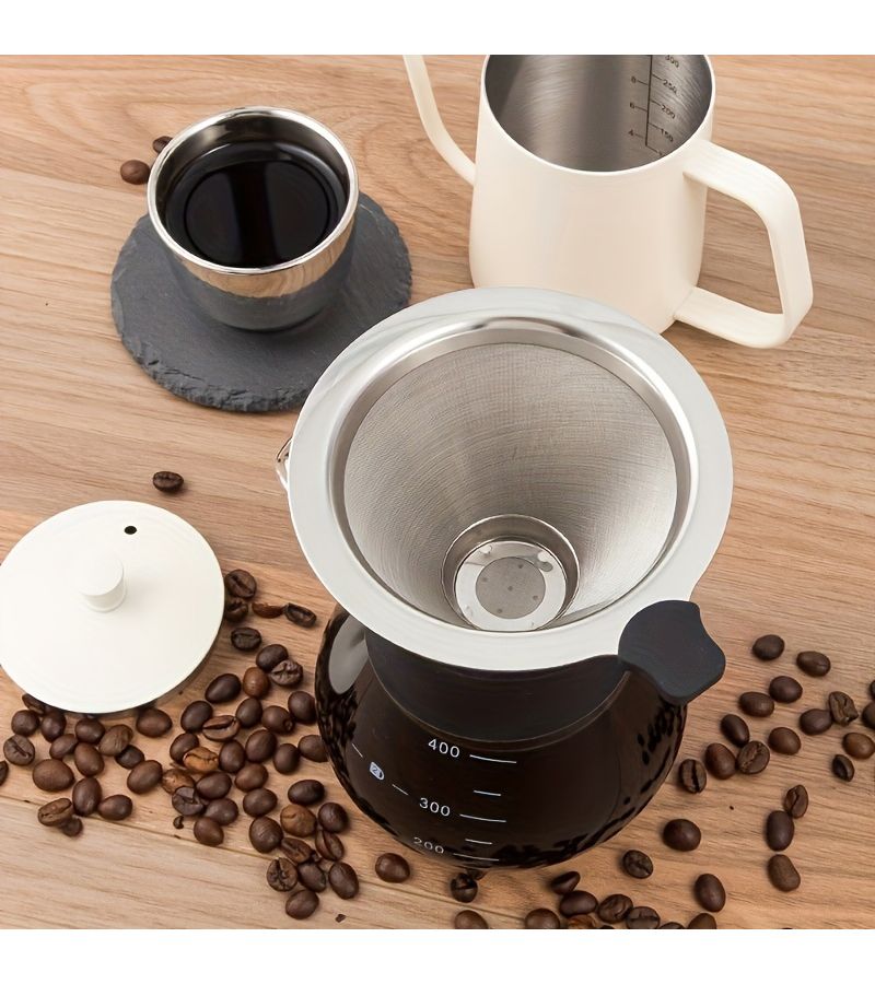 1pc Stainless Steel Coffee Dripper 50 Micron Double Mesh Manual Reusable Cone Filter Slow Drip Funnel Infuser Tea Strainer Bar Accessory - Image 2