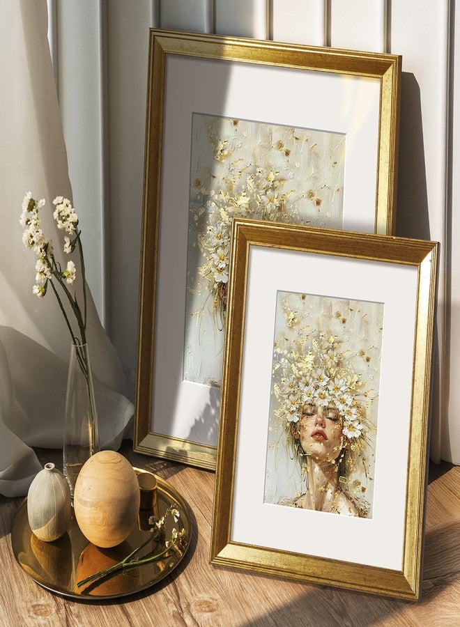 TWING 8x10 Gold Picture Frames Set of 6,Rustic Gold Frames Display Pictures 5x7 with Mat or 8x10 without Mat,Tabletop Display and Wall Mounting Collage Photo Frame Set for Wall Gallery - Image 5