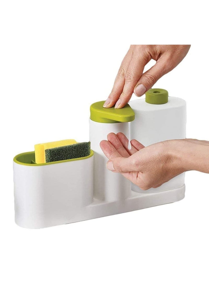 Touchless Automatic Kitchen Dish Soap Dispenser with Sponge Holder, Countertop Sink Organizer for Washing Brush Scrubber, Hand Dispensers Bathroom, Holds Sponges and Brushes - Image 1
