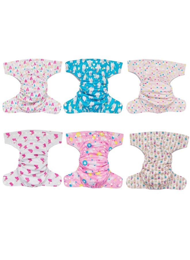 Simple Being Reusable Cloth Diapers, Double Gusset, One Size Adjustable, Washable Soft Absorbent, Waterproof Cover, Unisex Baby Girl Boy, Six Microfiber Inserts (Sweet) - Image 2