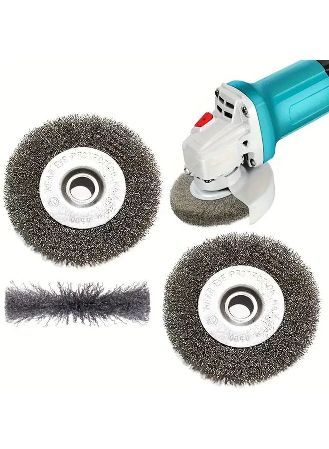 2pcs 3.94 Inch Fine Wire Brushes with 1 2 and 5 8 Shank for Effective Polishing and Rust Removal - Image 2