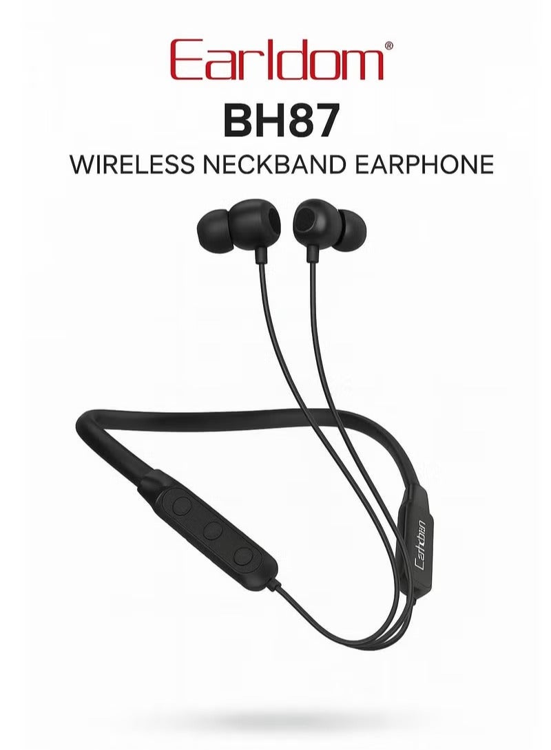 Earldom BH87 Bluetooth Neckband Sports Headset, 10 Hours Battery, 10M Connection Range, Magnetic Design, Black - Image 5