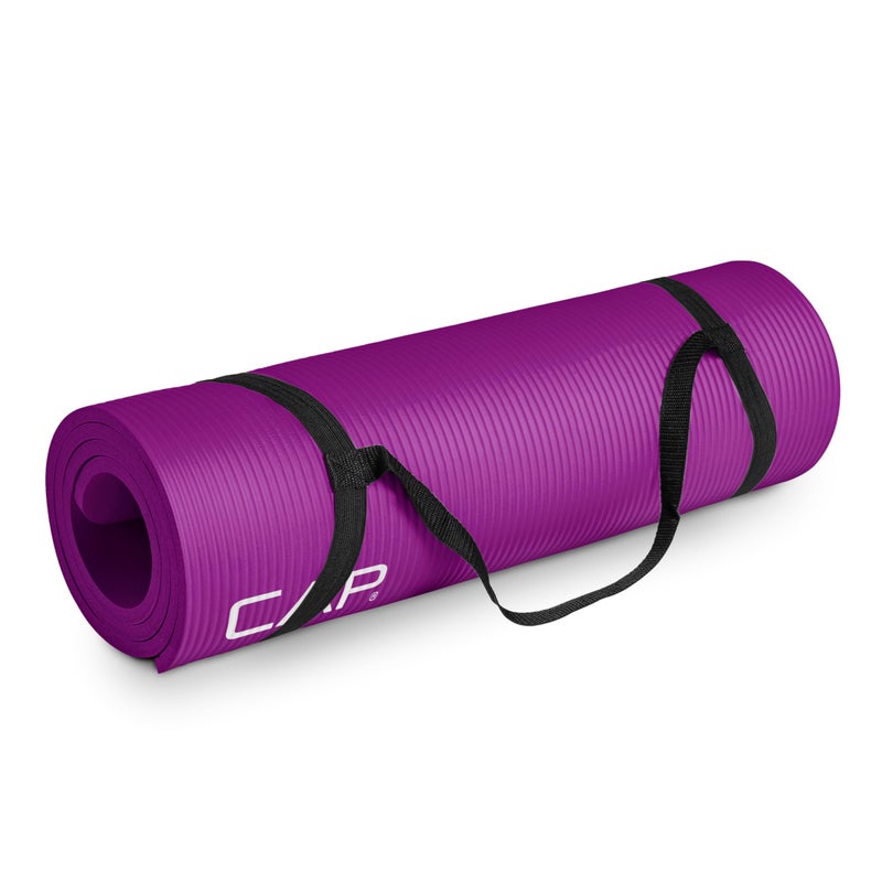 CAP Barbell Yoga Mat 1/2" Thick with Carrying Strap - High Density Exercise Mat for Yoga, Pilates, Stretching, Floor & Fitness Workouts - 68''x24''x1/2" | Wine - Image 1
