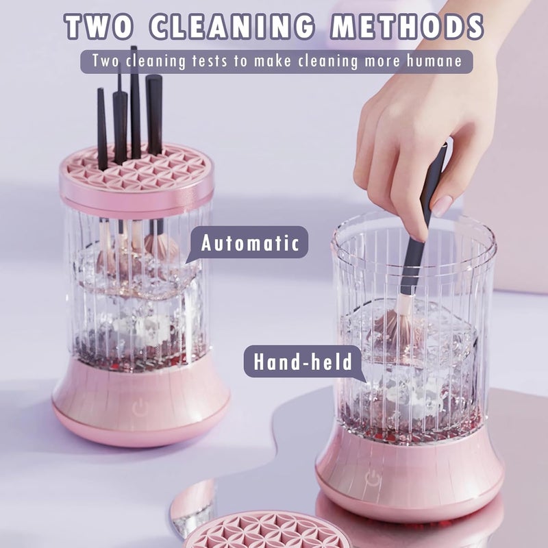 Electric Makeup Brush Cleaner, Automatic Brush Washer for 3-4 Brushes Simultaneously, Deep Cleaning with 7000 RPM, Includes Silicone Cleaning Pad  Stand, USB Powered, For All Brush Sizes - Image 4