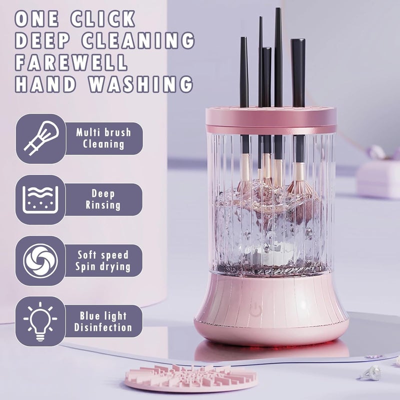 Electric Makeup Brush Cleaner, Automatic Brush Washer for 3-4 Brushes Simultaneously, Deep Cleaning with 7000 RPM, Includes Silicone Cleaning Pad  Stand, USB Powered, For All Brush Sizes - Image 3