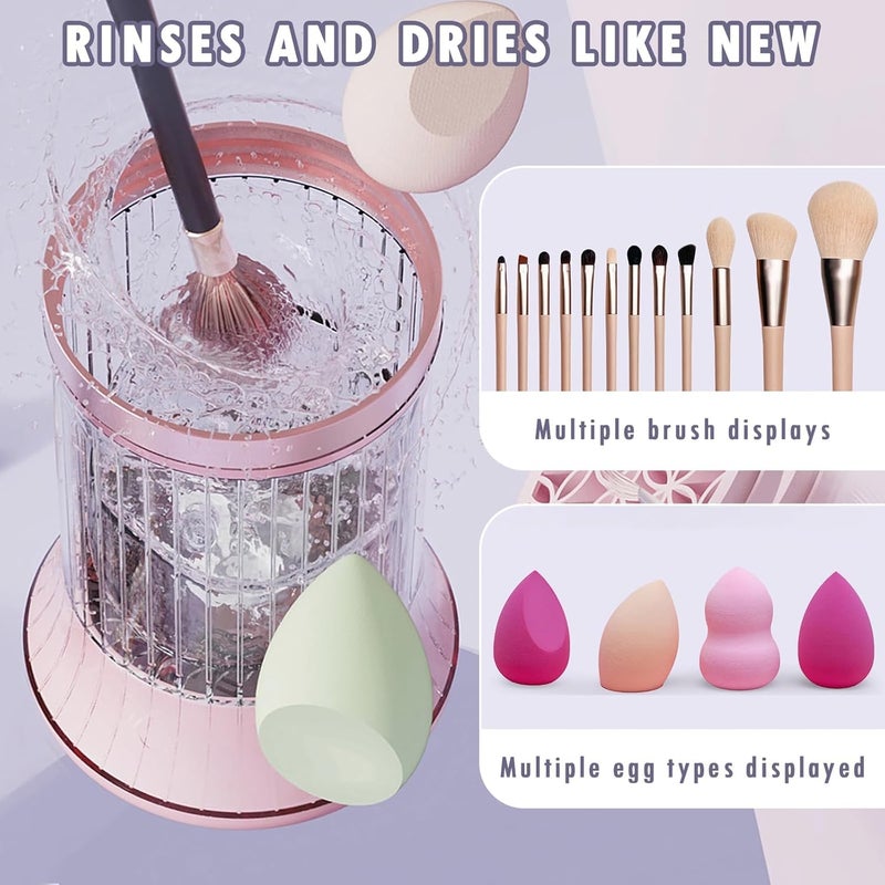 Electric Makeup Brush Cleaner, Automatic Brush Washer for 3-4 Brushes Simultaneously, Deep Cleaning with 7000 RPM, Includes Silicone Cleaning Pad  Stand, USB Powered, For All Brush Sizes - Image 5