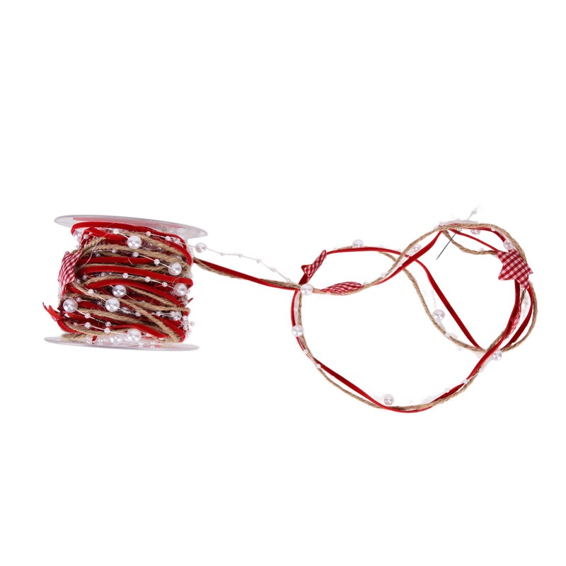 Christmas Ribbon: 5M Polyester Hemp - Durable Beaded Chain Design Diy Accessories for Christmas Decoration Gift Wrapping Party Wedding Craft Enthusiasts - Image 4