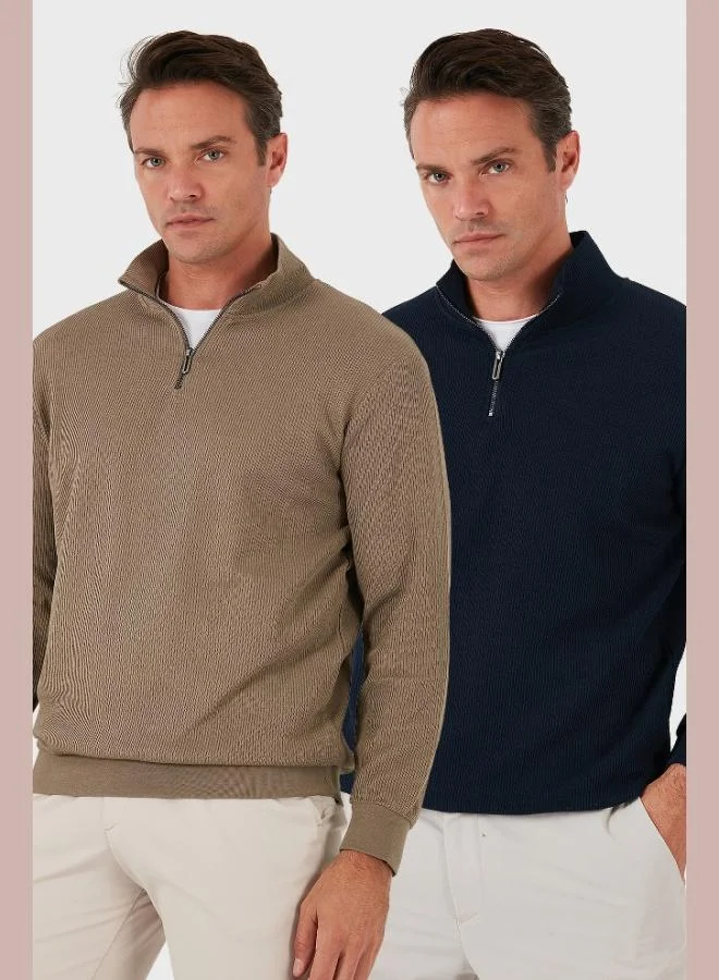 Buratti Buratti Cotton Regular Fit Half Zipper Stand Collar 2-Pack Sweat Men's SWEAT 5905716S2
