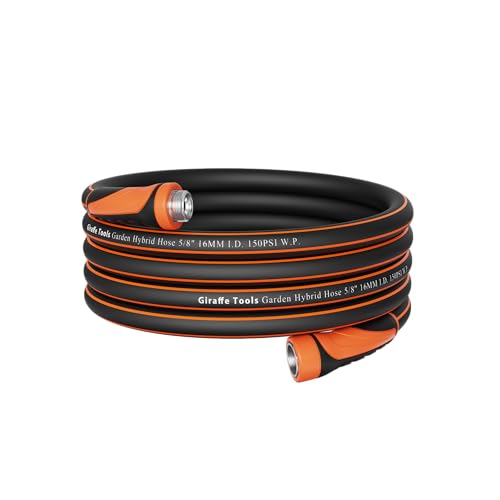 Giraffe Tools Garden Hose 25ft x 5/8", Water Hose Heavy Duty, Flexible, Lightweight Hybrid Hose with Swivel Handle, Male to Female Fittings, Burst 600 PSI - Image 1