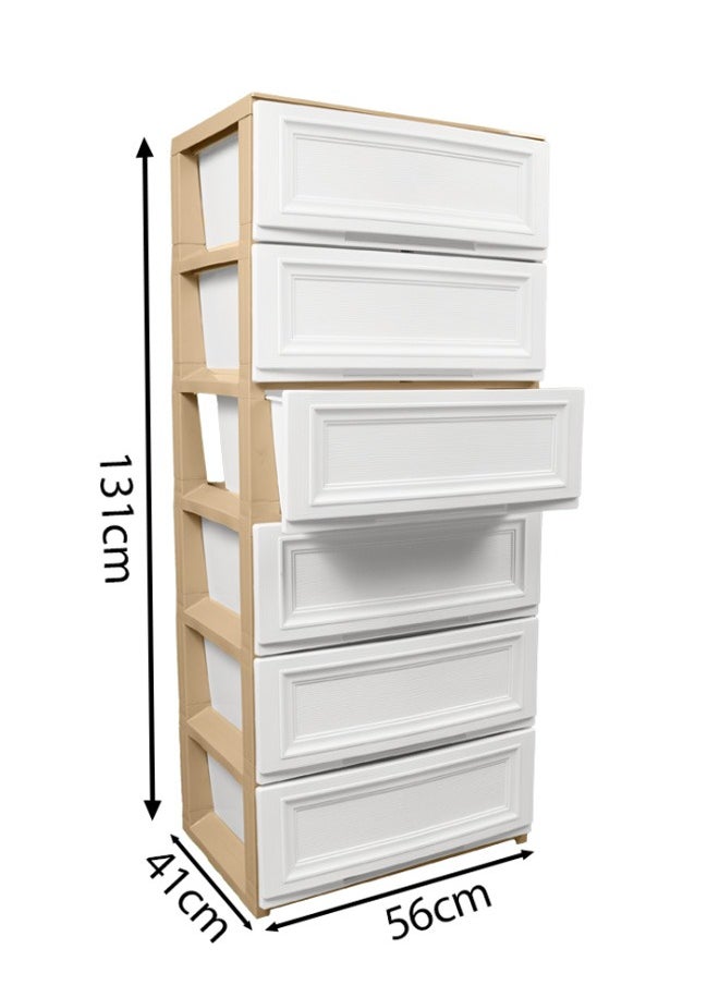 Concept home 6 Layer Large Capacity Plastic Stackable Wide Drawer Storage Cabinet, Plastic Home Storage Box, Plastic Toys Storage Rack, Bedside Table, Floor Storage Organizer with 6 Drawer  - Image 3