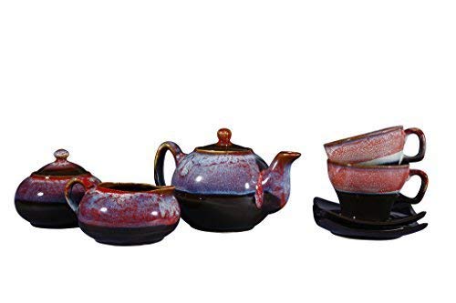 Caffeine Ceramic Handmade Pink & Brown Studio Tea Sets (Set of 7 pcs) - Image 4